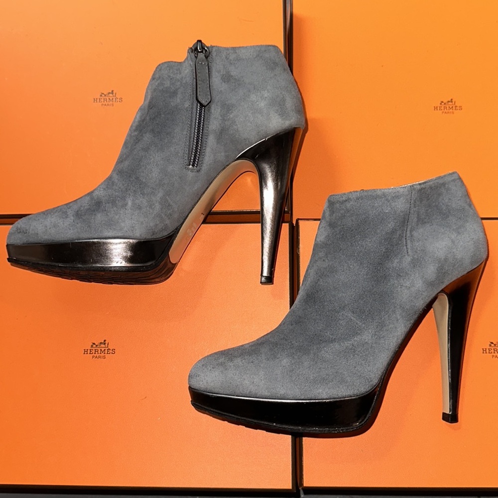 Valentino Grey Suede Booties